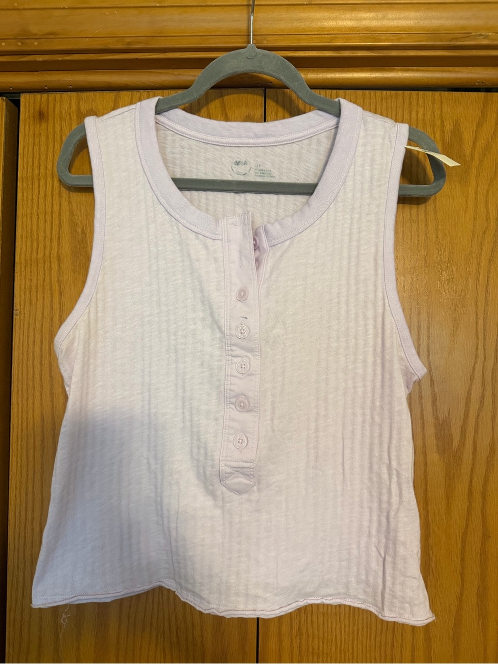 aerie Light Lavender Ribbed Henley Tank Top